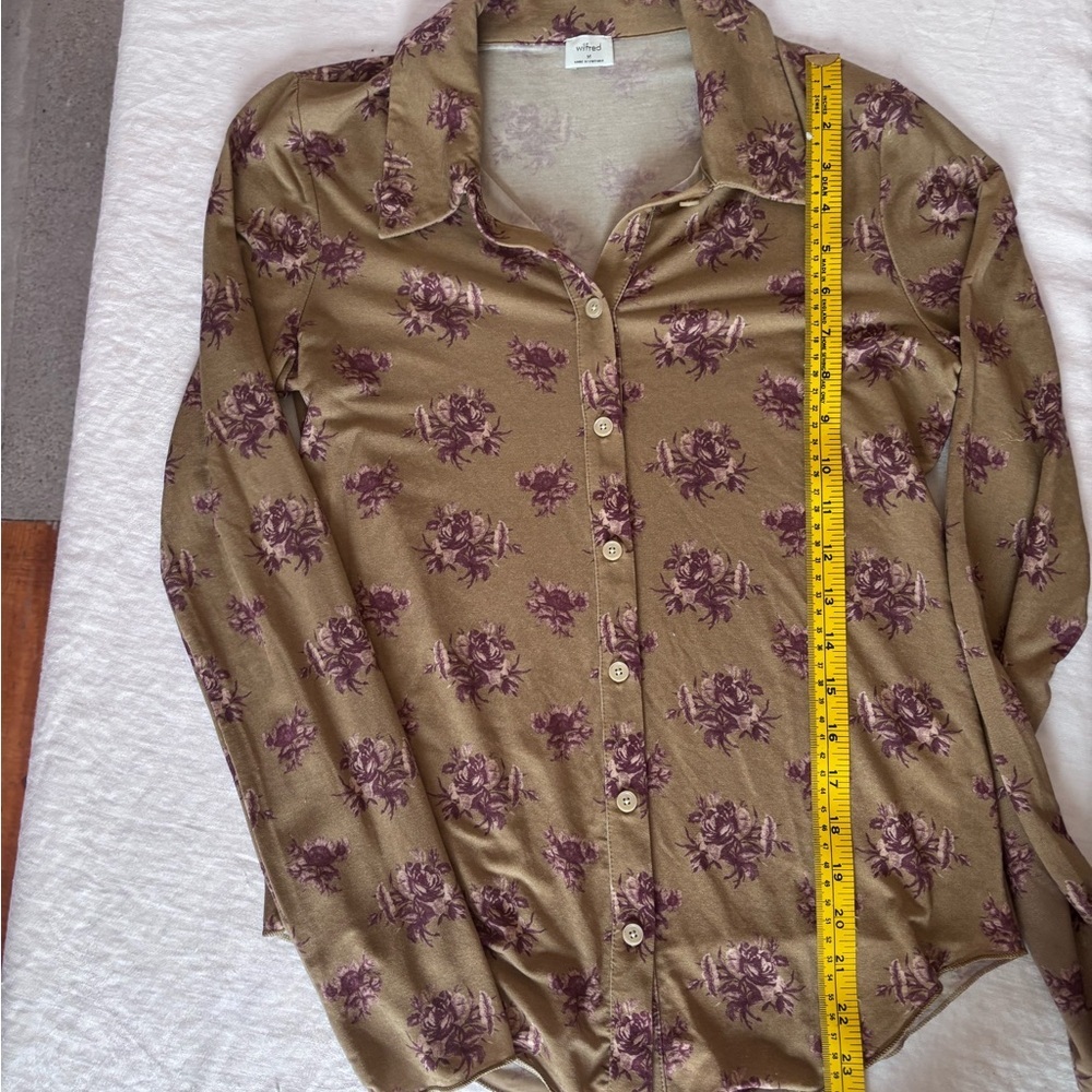 Women’s Wilfred Pose Long Sleeve Jersey Floral Button Up Shirt Size Medium - Picture 9 of 9